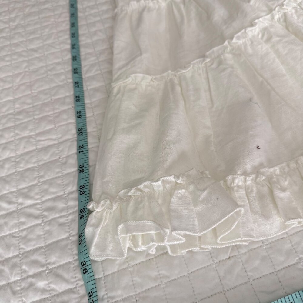 Cousin The Label White Tiered Linen & Viscose Sleeveless Dress With Adjustable S - Picture 11 of 13